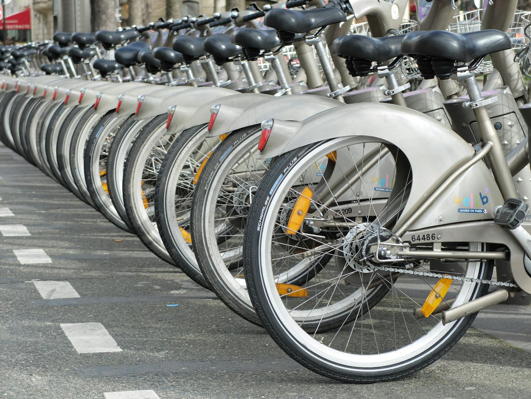 Cycling through Paris streets - Vélib bike sharing makes getting around Paris easy