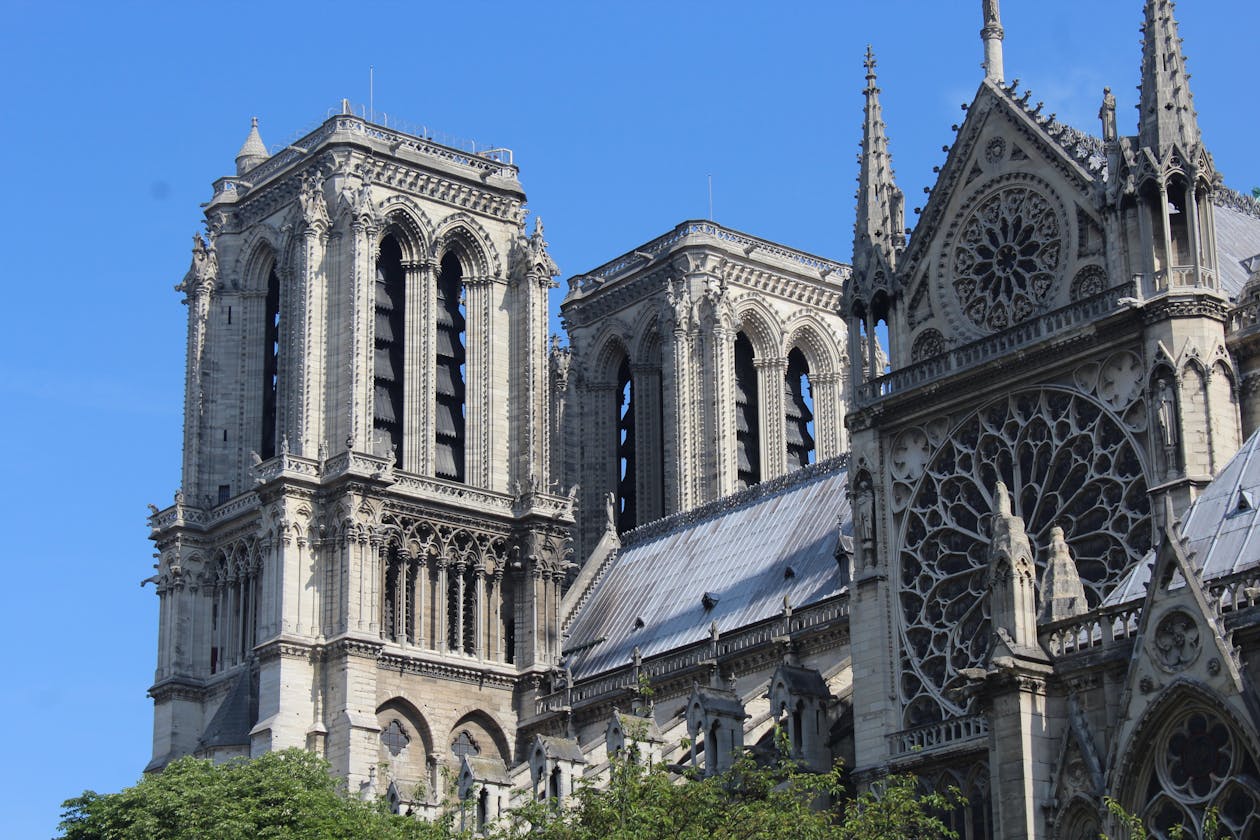 The iconic facade of Notre-Dame Cathedral in Paris showcasing stunning Gothic architecture