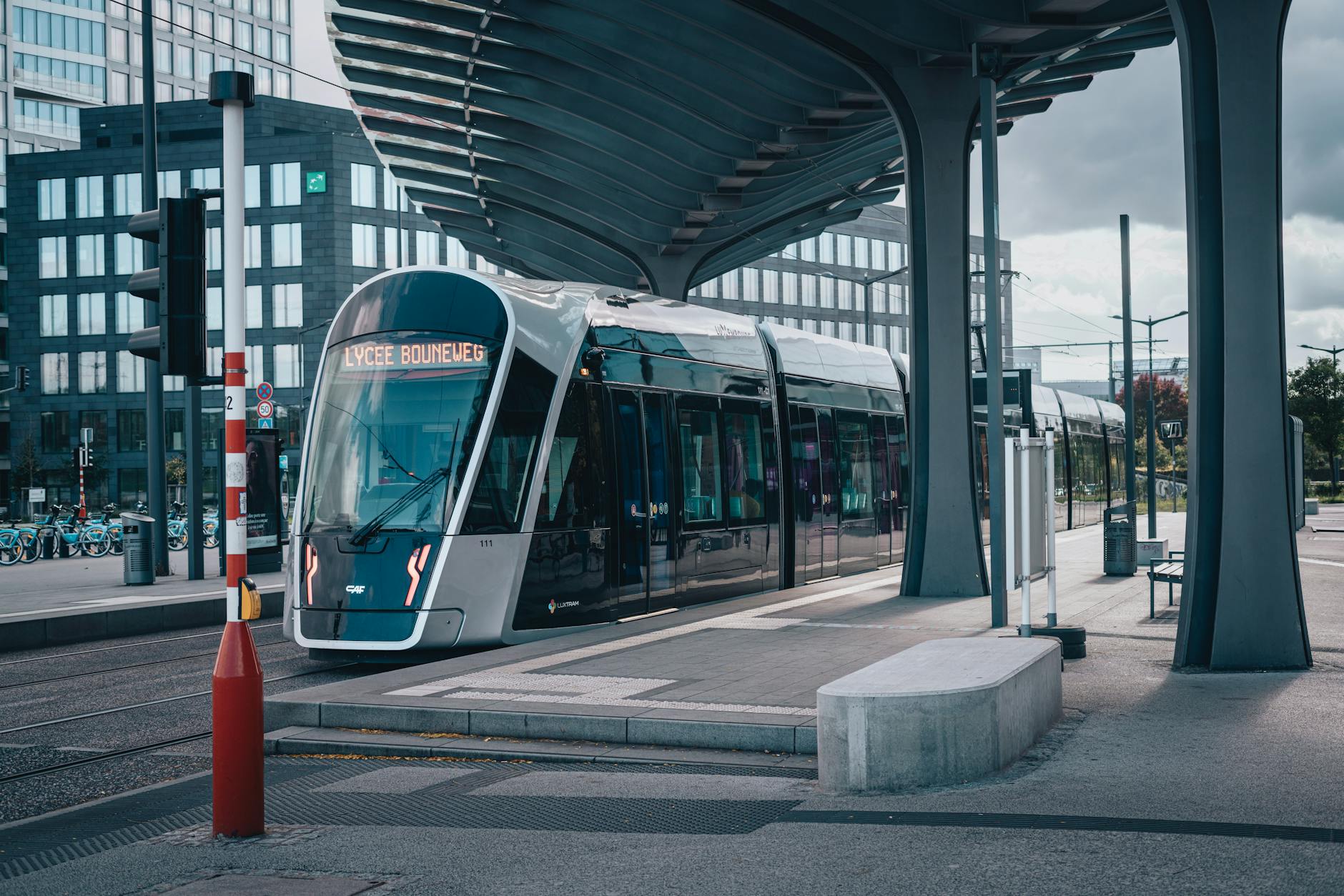 Modern city tram providing public transportation in the Paris metropolitan area