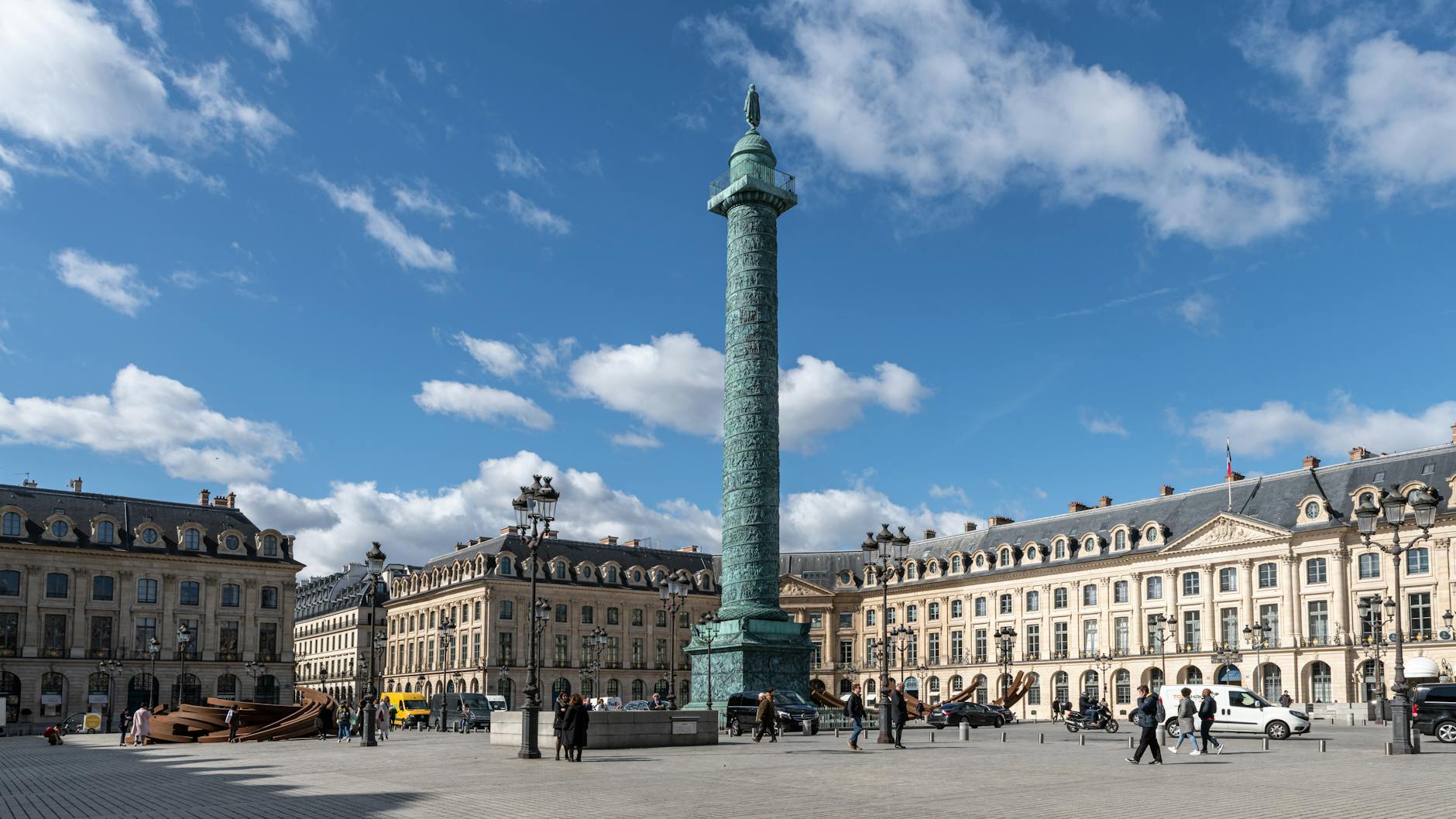 The elegant Place Vendome luxury jewelry square in Paris