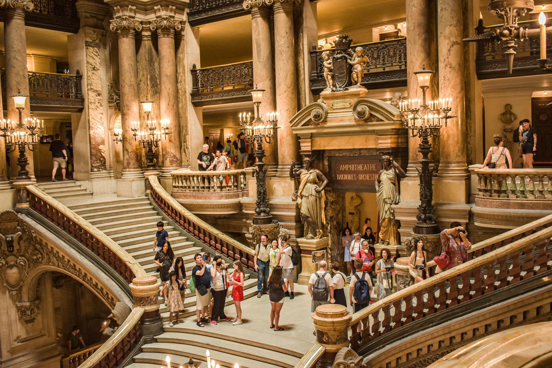 The Grand Staircase inside Opera Garnier, Paris