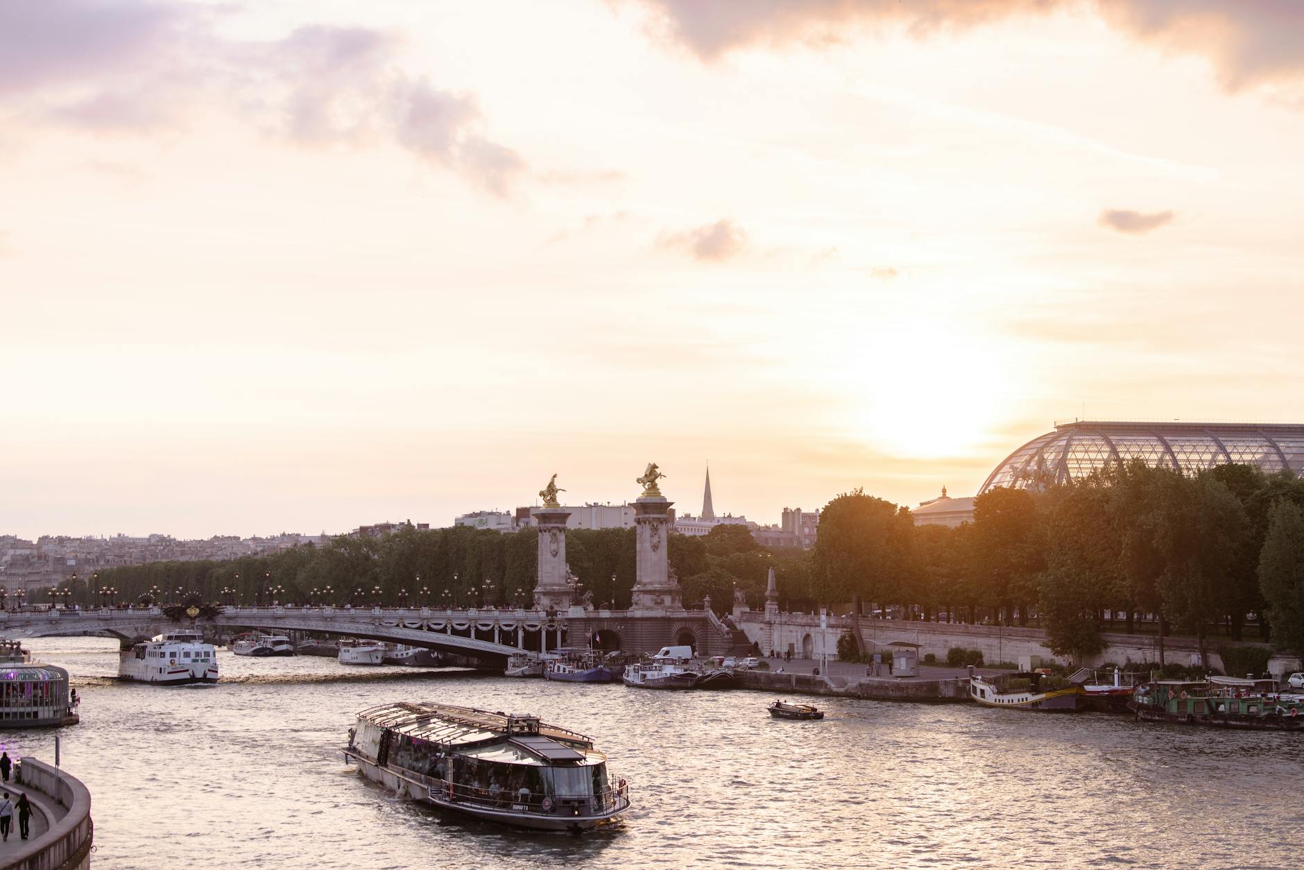 Crowd watching the sunset over Paris from the Sacre-Coeur steps